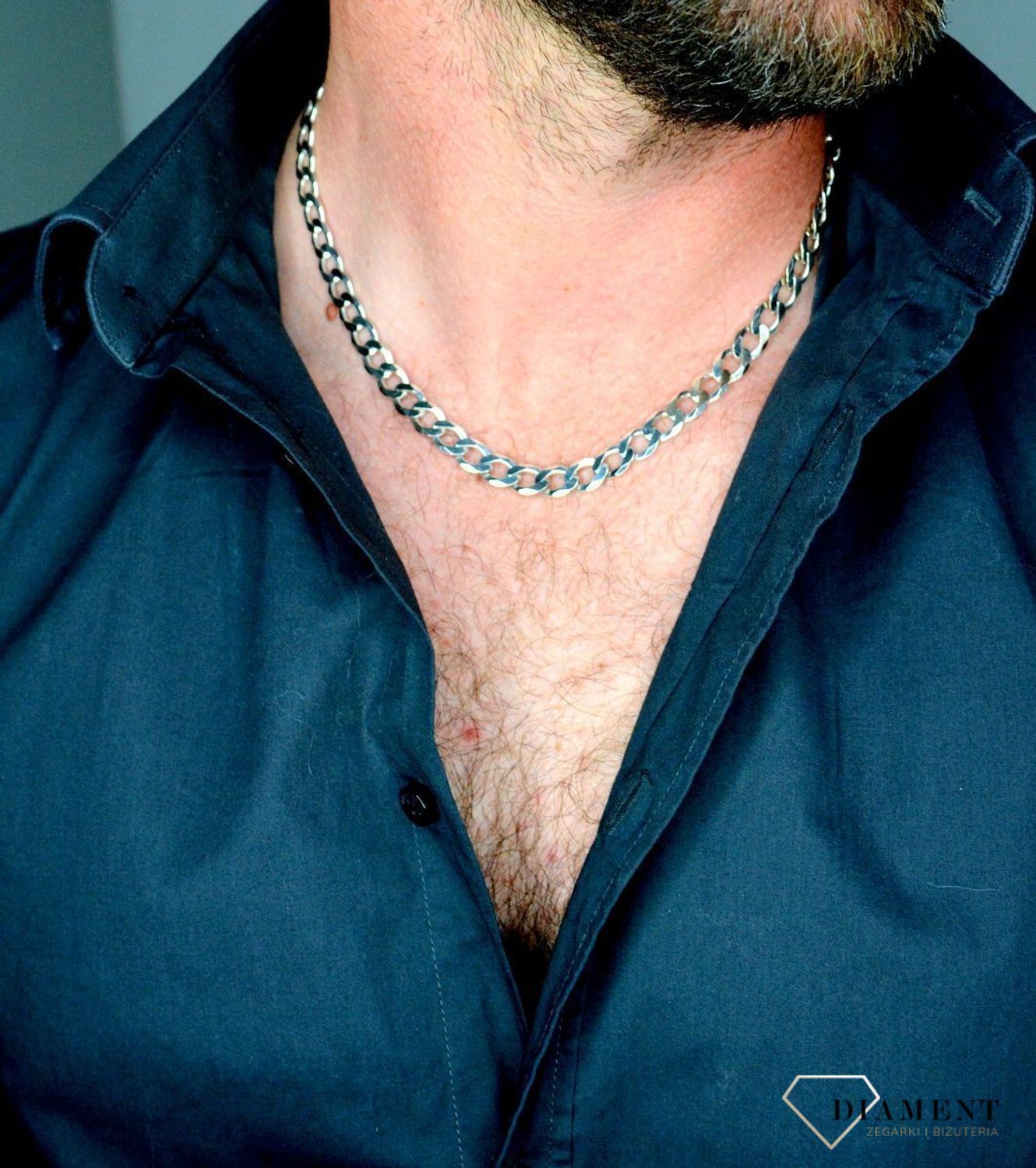 srebrny-lancuszek-925-pancerka-Łańcuszek srebrny pancerka DIA-LAN-78419-250-925 9mm. Męska kieta na szyje. łańcuch na szyje.jpg